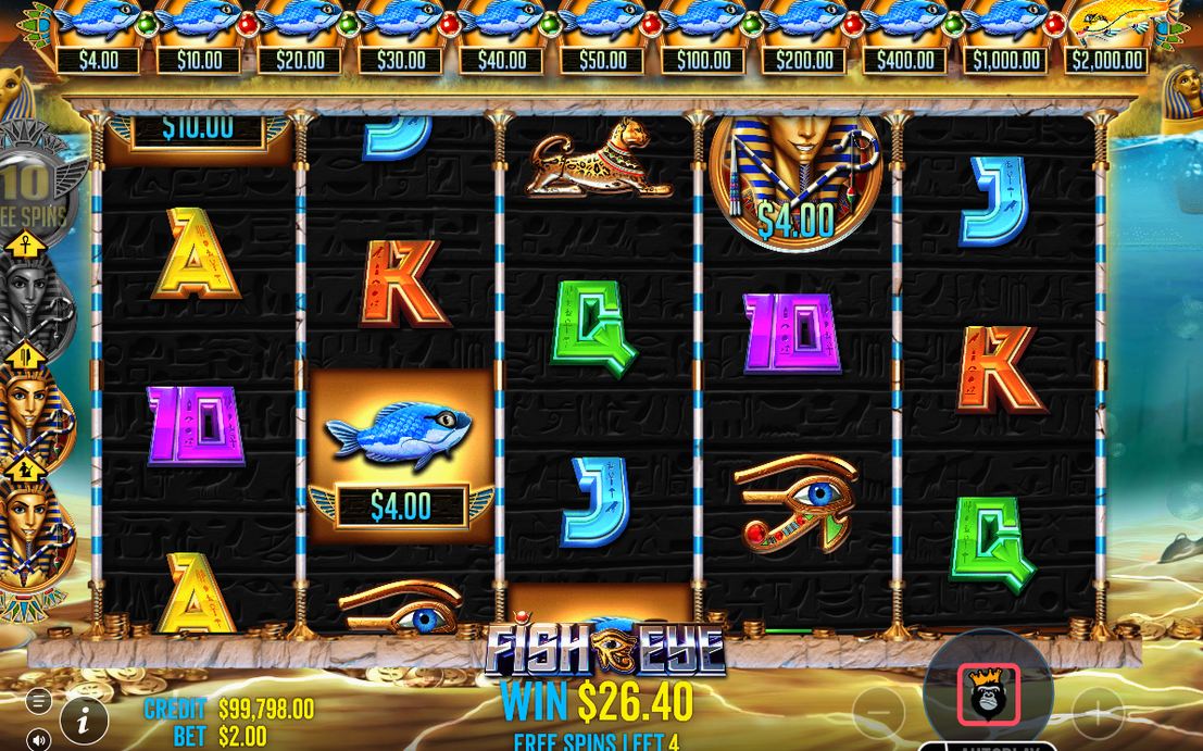 Free Spins round with FISH MONEY values on screen