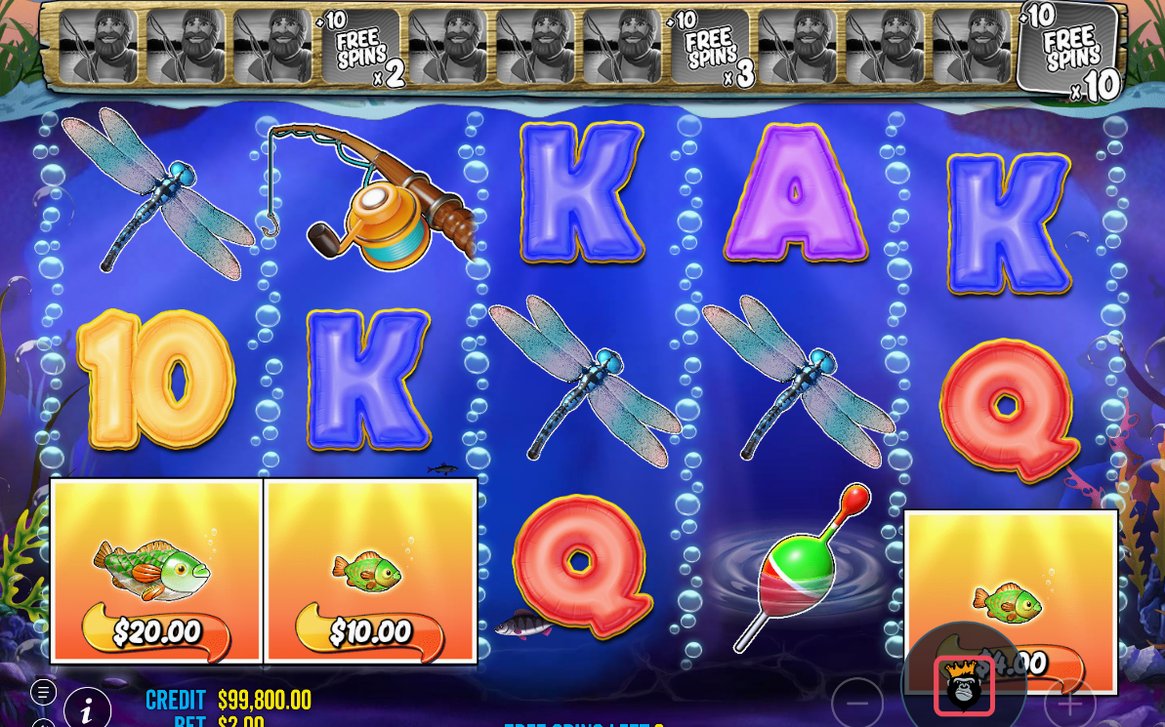 Free Spins round with Fisherman Wild on all reels