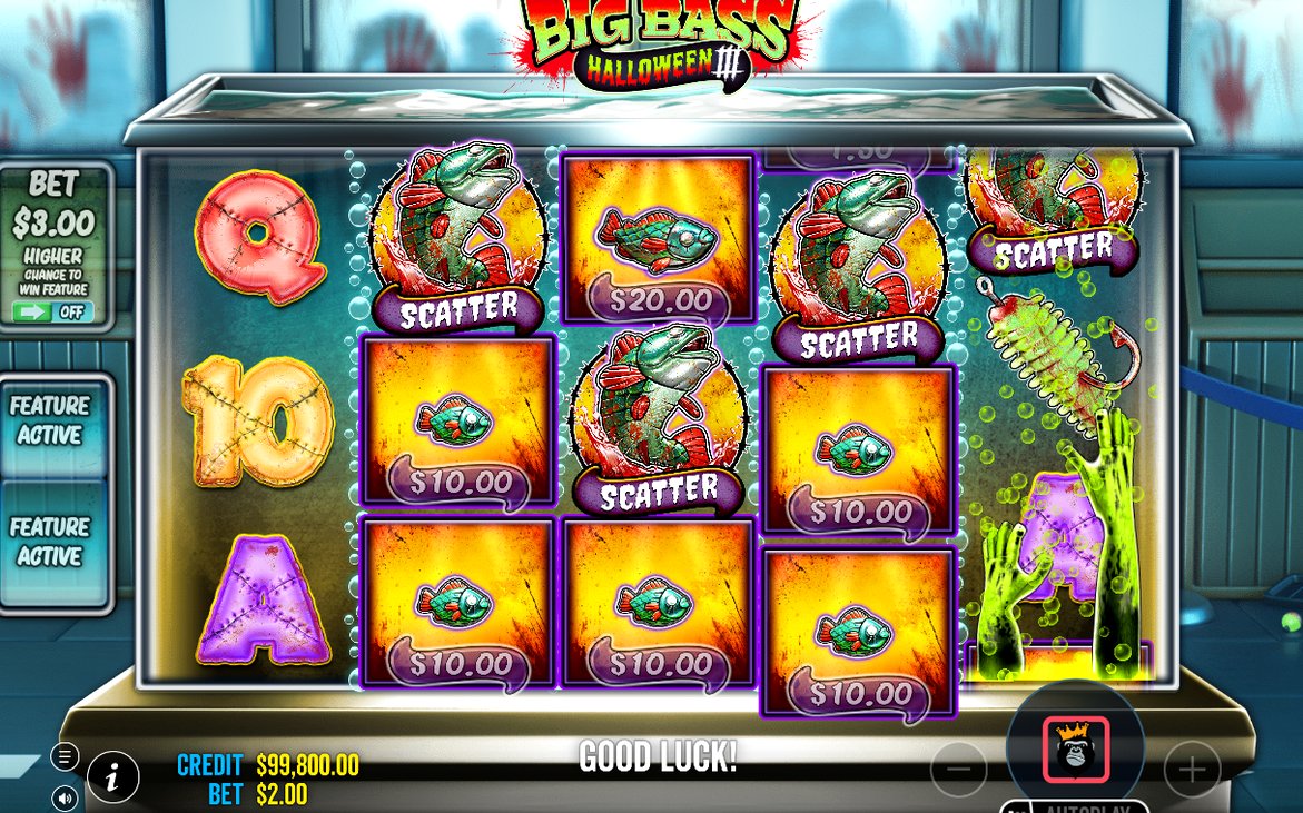 Free Spins screen with WILD FISHERMAN trackers around the reels